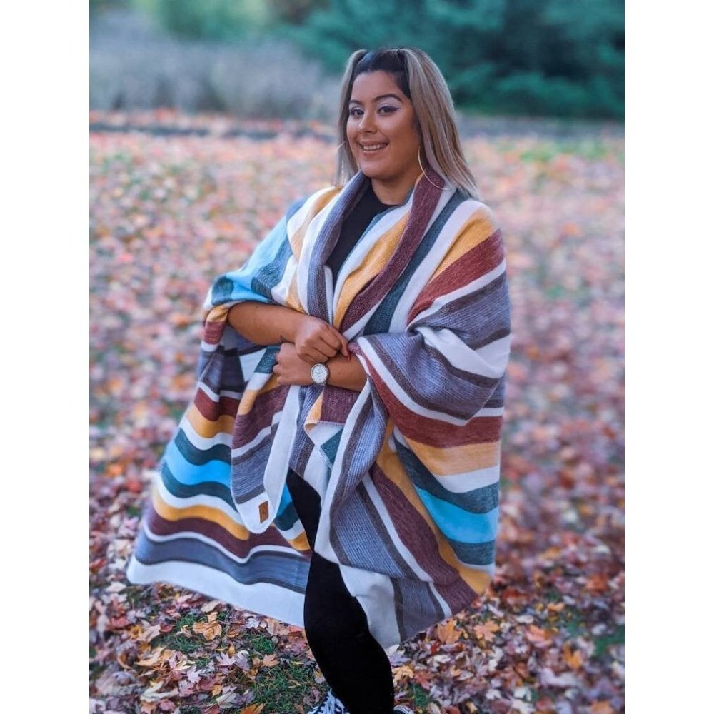 Handmade Alpaca Throw Striped Pattern - Couch Throw - Blanket Scarf - Native Des